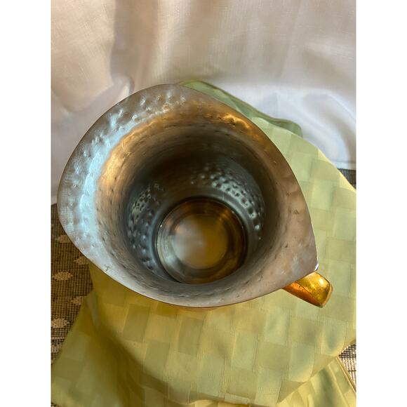 Hammered Copper Shiny Pitcher Vase BrassHandle Decorative Only. 6 inch tall VGUC - Picture 5 of 15